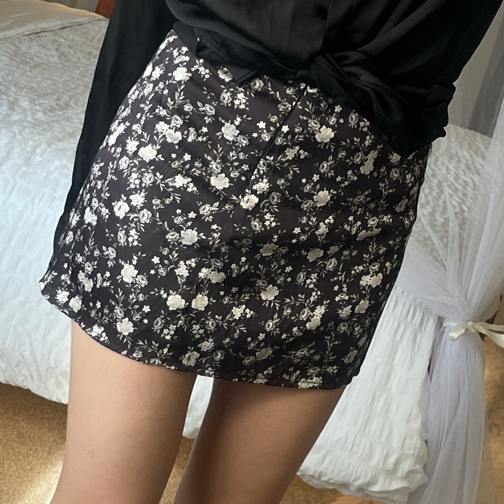 Altar'd State Monochrome Floral Mini Skirt